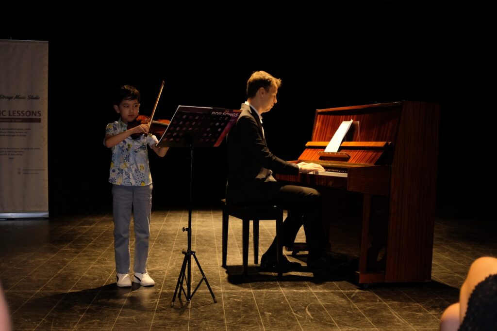 Private music lesson performance at MJ Strings in Dubai