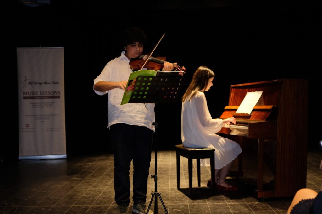 Private music lesson performance at MJ Strings in Dubai